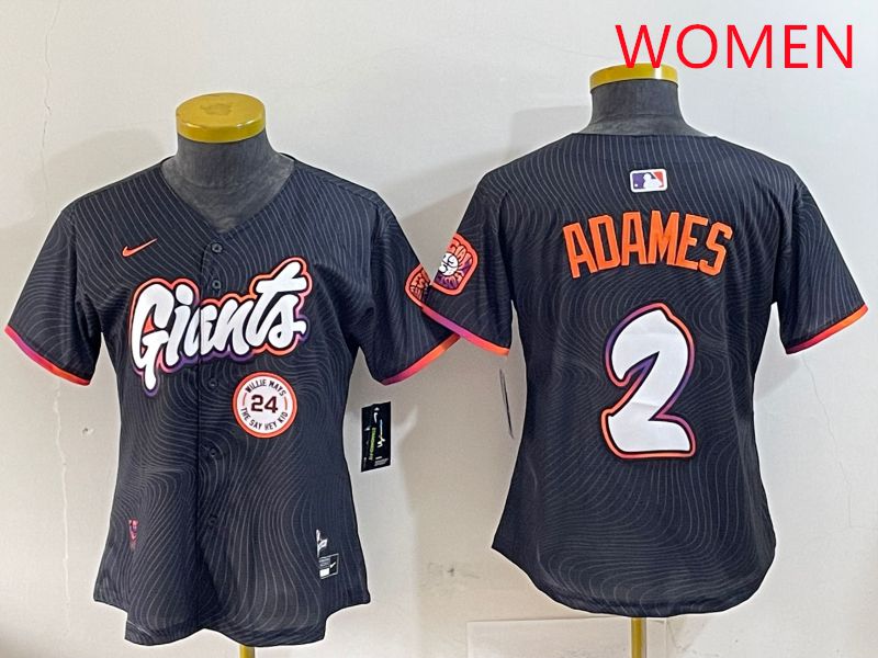 Women San Francisco Giants #2 Adames Black Joint Name Nike 2025 MLB Jersey style 10